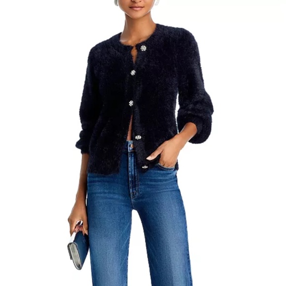 Aqua Eyelash Cardigan – Sz S (Small) – Black – NWT - Picture 1 of 6